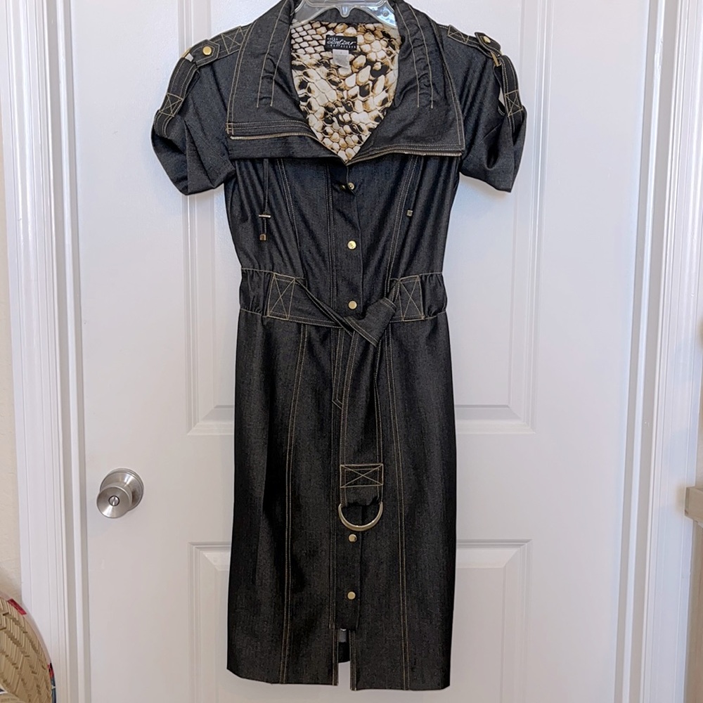 Cache Denim-Like Gold Snaps Front 2-Way Zipper Ca… - image 1